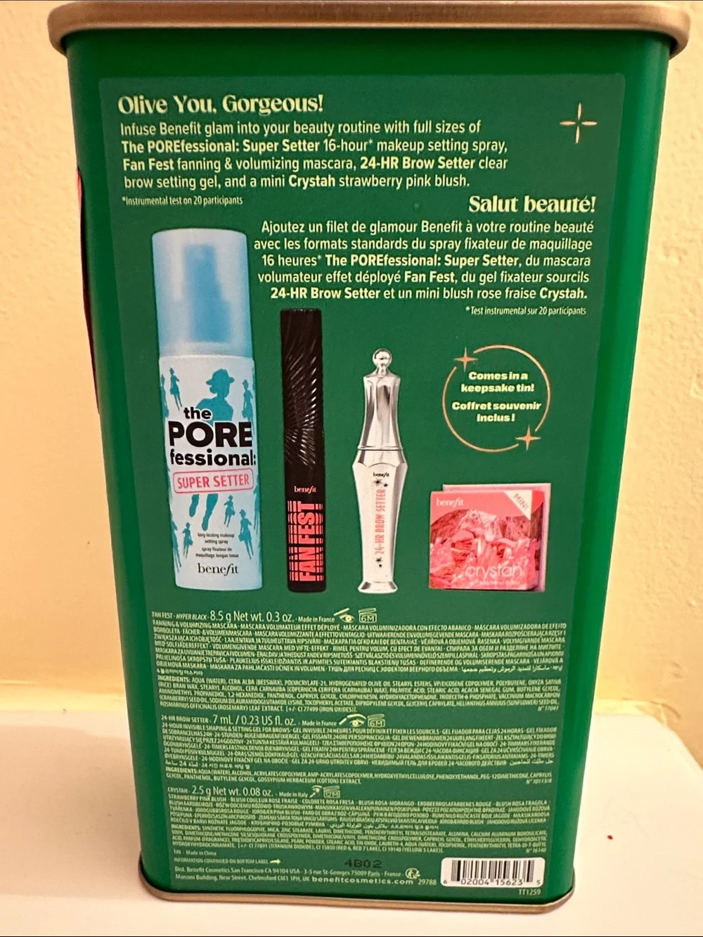 NEW Benefit Extra Glam Infused gift set mascara brow gel blush setting spray